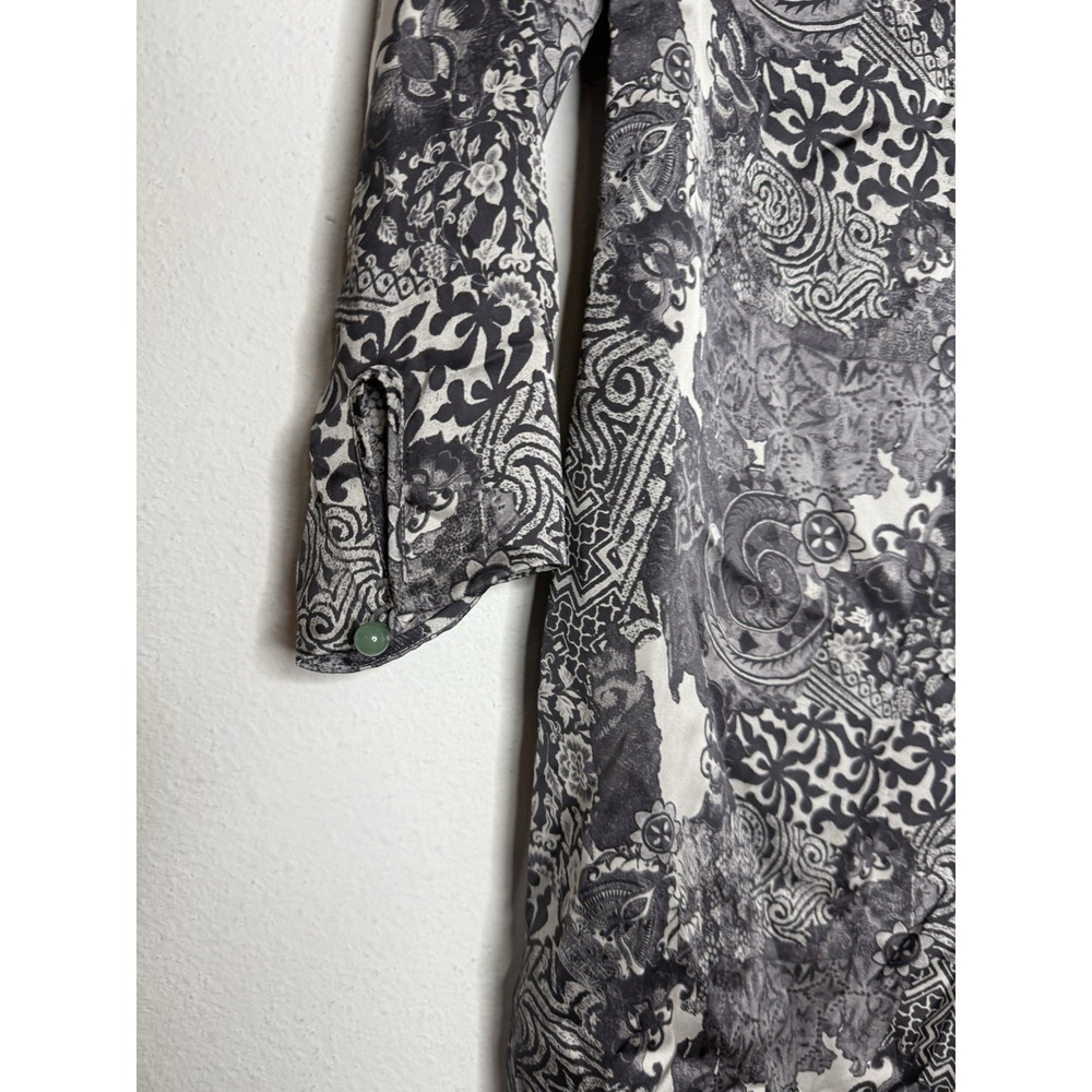 Shanghai Tang Silk Paisley Tunic Top Size 8 Glass Buttons Designer Chic - Picture 3 of 13